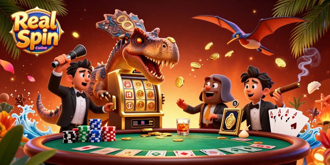 Real Spin Casino biedt een spannende sfeer met headbutting dinosaurussen en gouden gokkasten die uitbetalen.