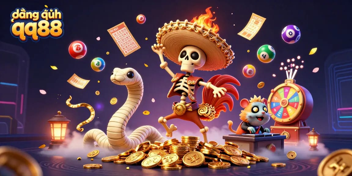 Experience thrilling đăng nhập qq88 action with vibrant 3D casino characters in a rich gaming scene.