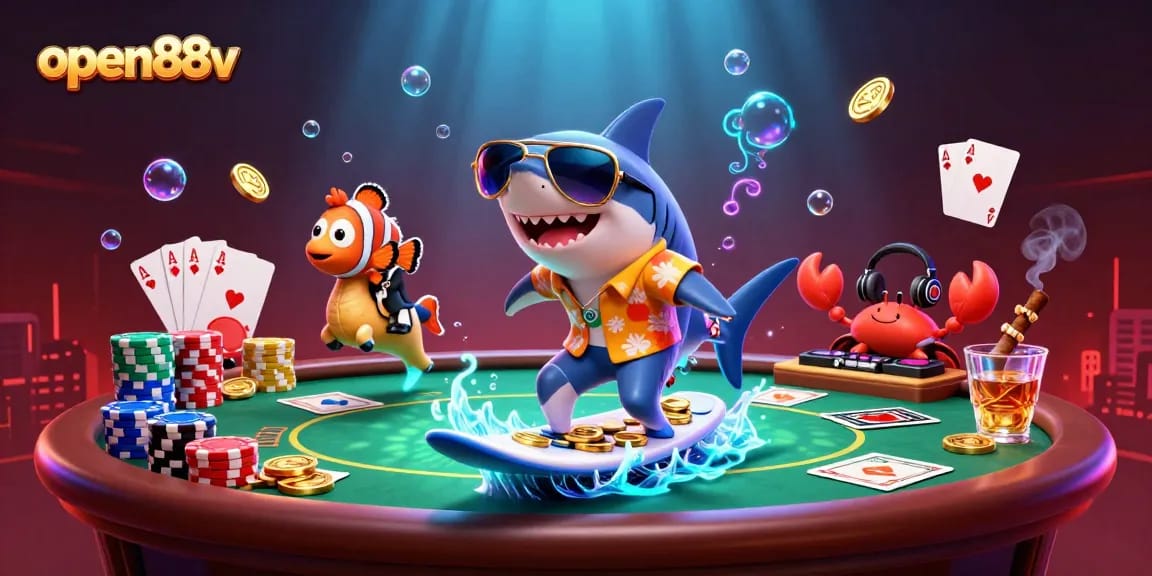 Experience thrilling action with open88v in a vibrant underwater casino scene.