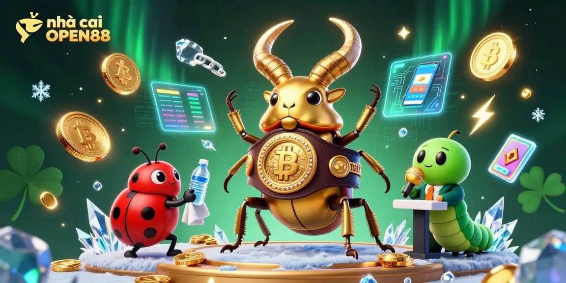 Engage in thrilling wins with nhà cái OPEN88 as a giant beetle battles for jackpot glory.