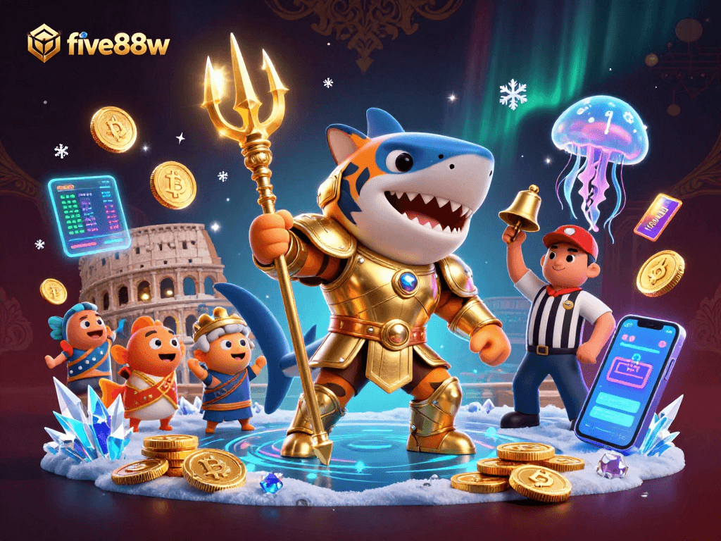 Experience the thrilling underwater colosseum action featuring five88w's unique crypto gaming elements.