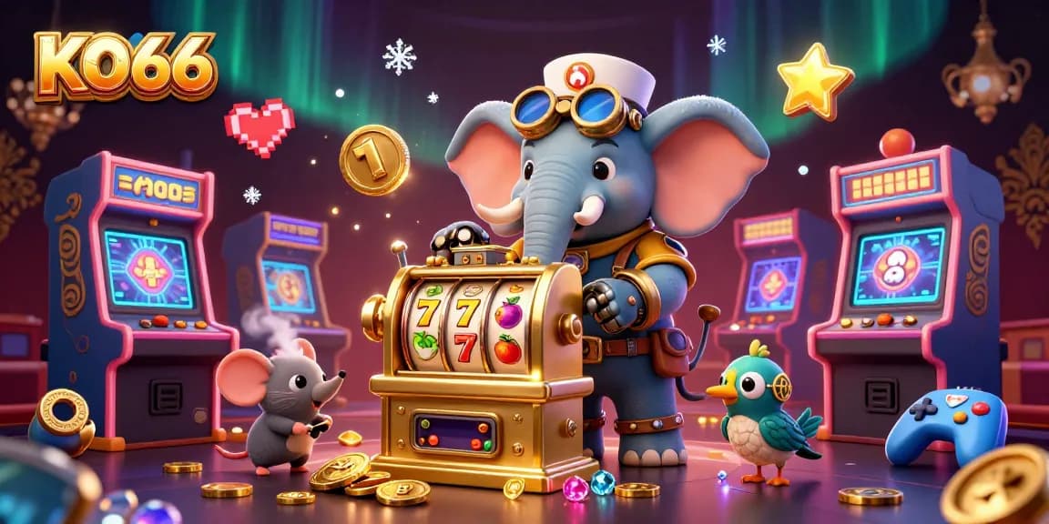 Spin the KO66 slot machine in a vibrant steampunk casino adventure.