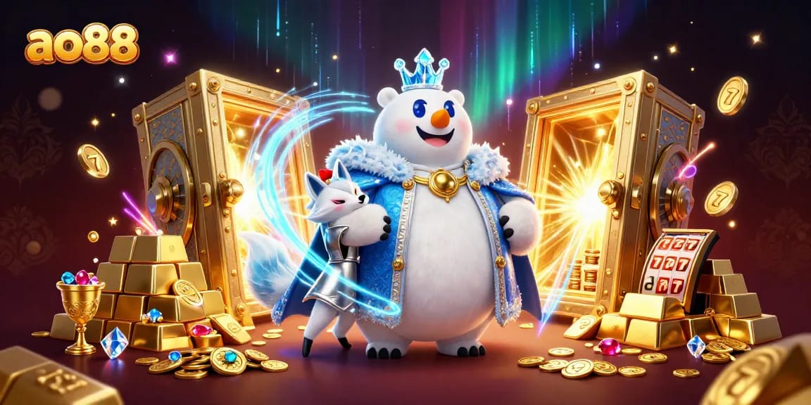 Engage with ao88 for a thrilling casino experience featuring a polar bear king and treasures