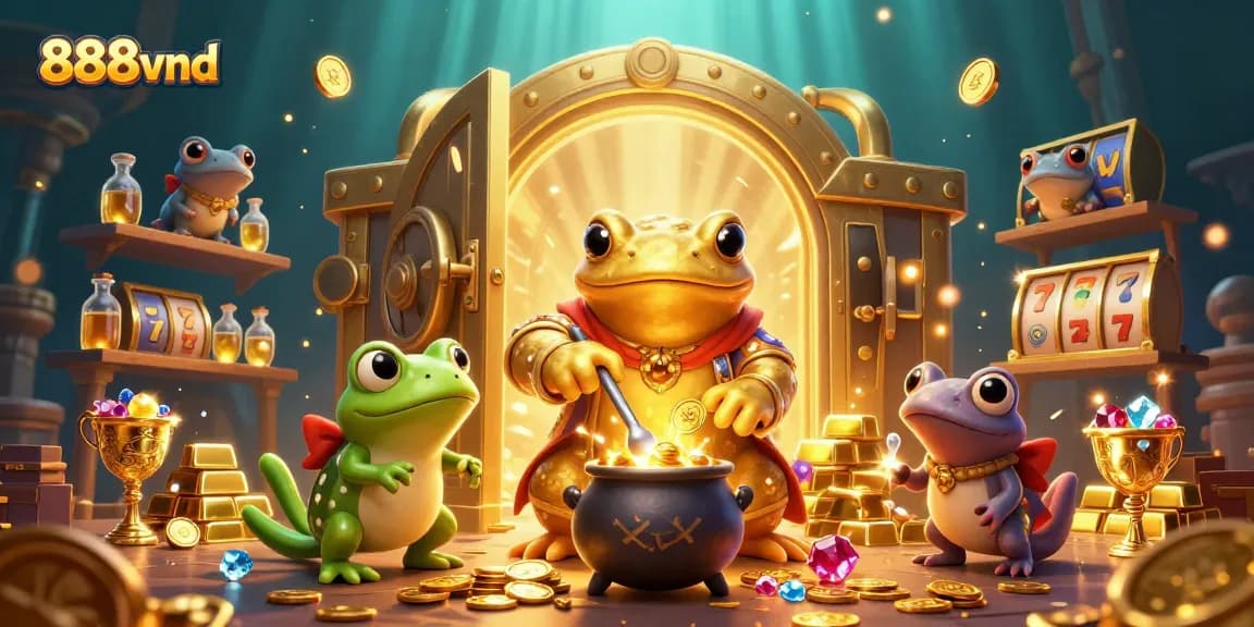 Join the fun at 888vnd with a magical scene of a golden salamander alchemist transmuting gold in a rich casino atmosphere.