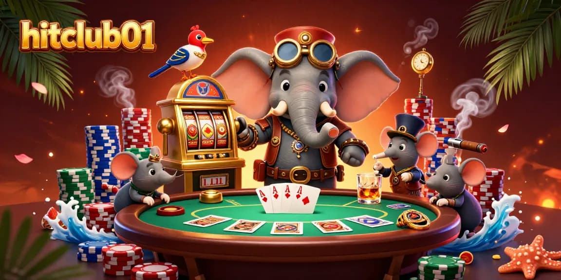 Spin the slot machine and win at hitclub01, featuring colorful poker chips and vibrant casino elements.