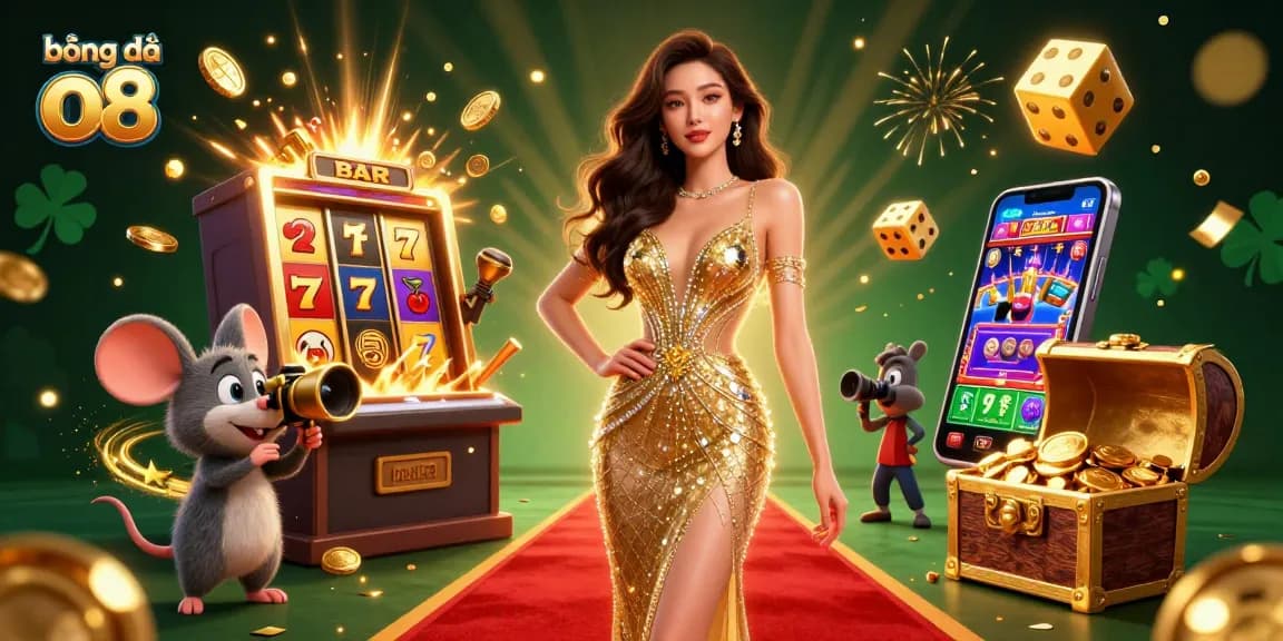 Experience the thrill of bóng đá o8 with a captivating 3D scene of a glamorous character amidst a jackpot explosion.