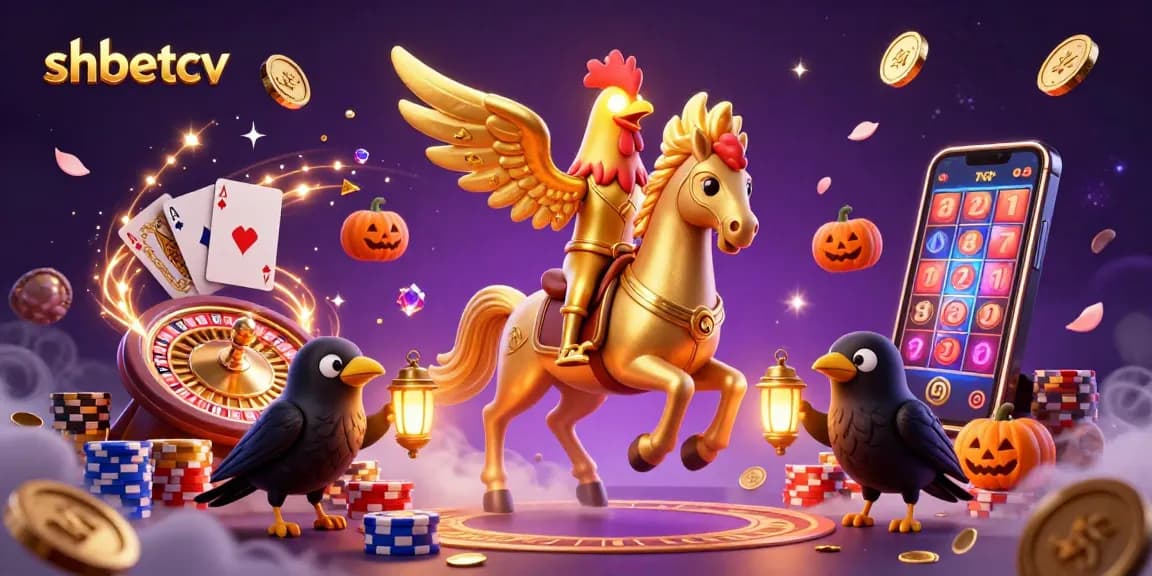 Experience the vibrant casino adventure with shbetcv featuring a golden rooster and mystical elements.