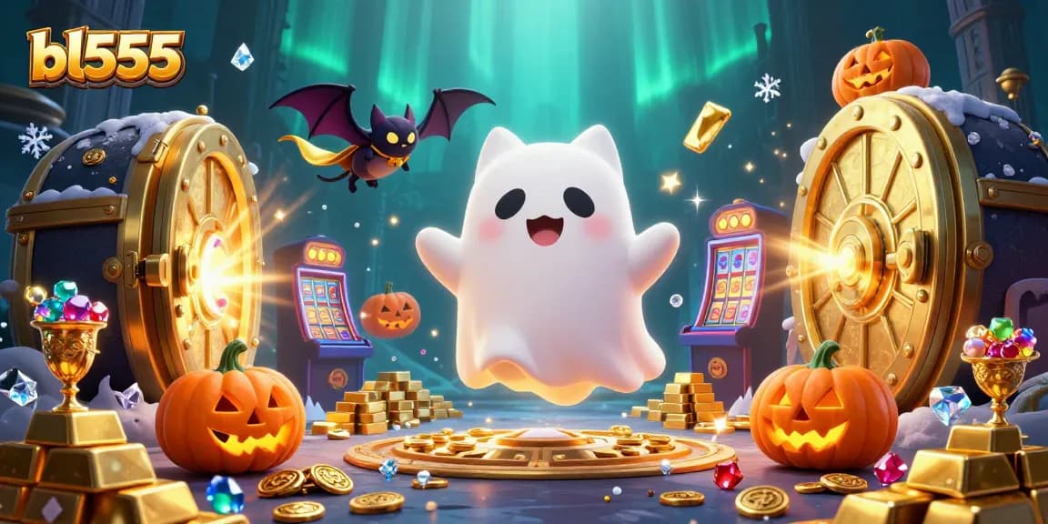 Spin and win at BL555's haunted casino with ghostly characters and treasure galore!