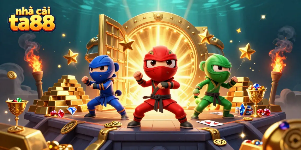 Experience the thrill of nhà cái ta88 as ninja chameleon characters showcase their skills in a vibrant casino scene.