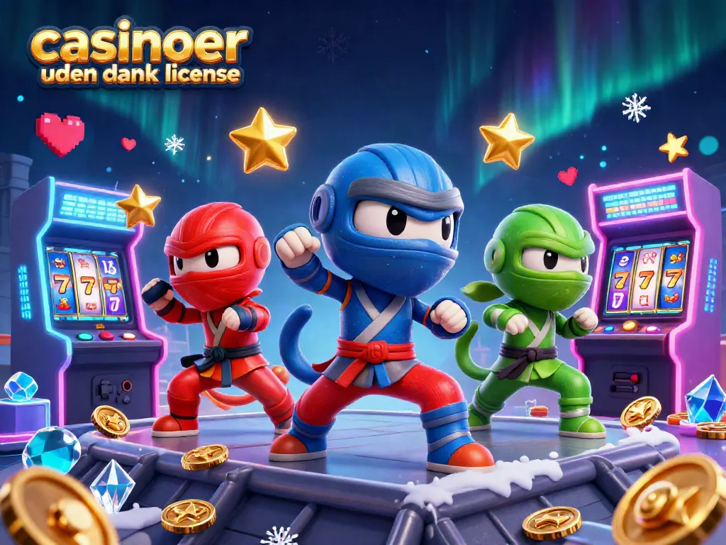 Engage in thrilling experiences at casinoer uden dansk licens with vibrant 3D chameleon ninjas and glittering game elements.