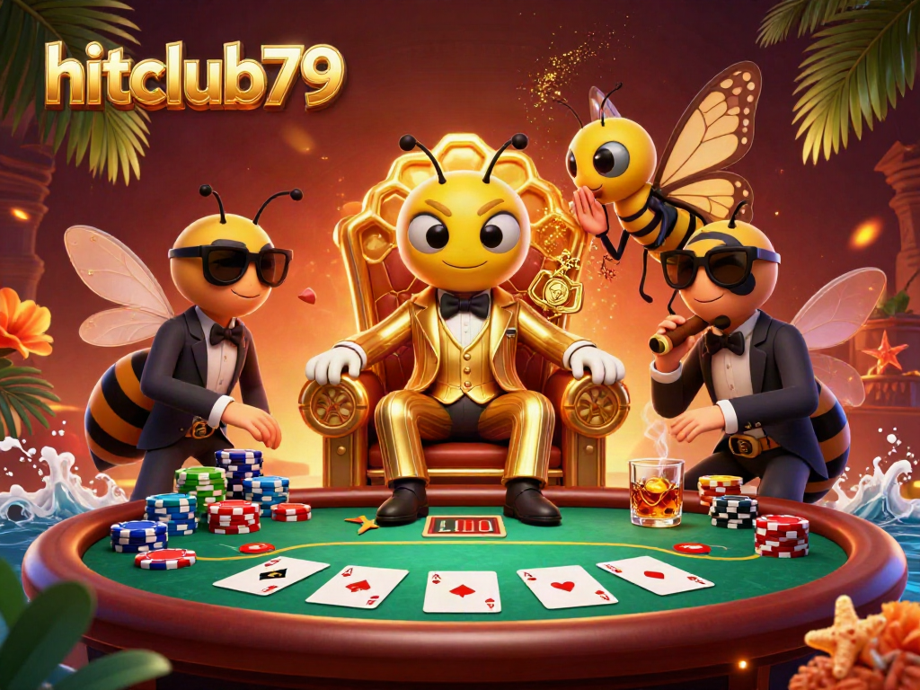 Experience thrilling poker action with hitclub79's vibrant casino atmosphere featuring a mafia-themed character scene.