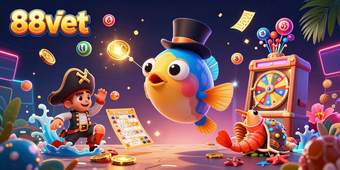 88vbet anglerfish attracts golden coins in a vibrant casino setting.