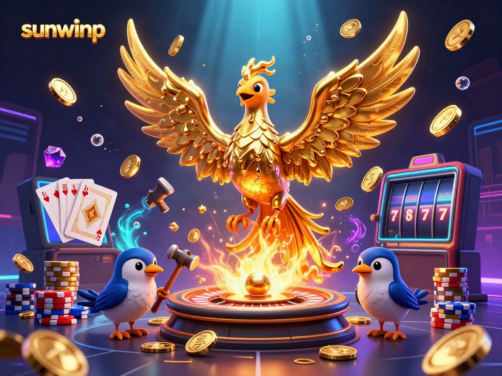 Experience vibrant gameplay with sunwinp showcasing a molten golden phoenix and dynamic casino elements.