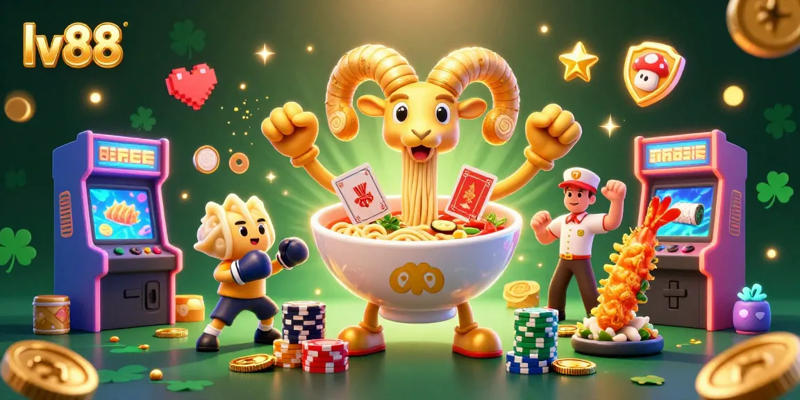 lv88 energizes gameplay with themed characters and gaming elements in a cartoon illustration.