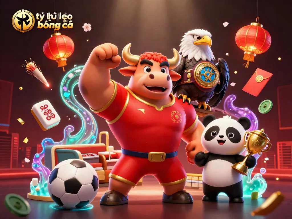 Engage with tỷ lệ kèo bóng đá betting strategies through this vibrant casino illustration featuring winning mascot characters.