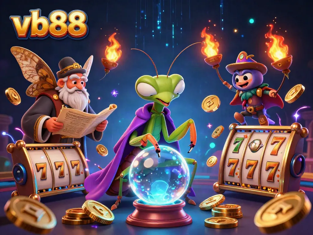 Engage with thrilling slot games at vb88, represented by immersive characters and vibrant jackpot elements.