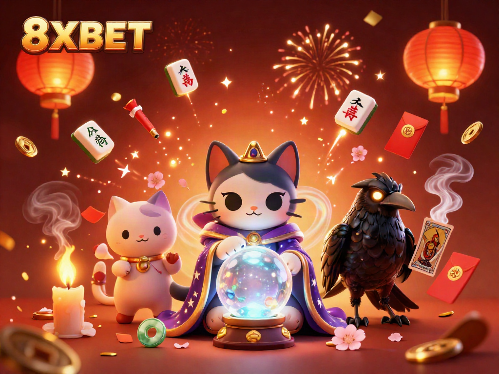 Engage with thrilling 8XBET gaming through vibrant character dynamics and festive elements.