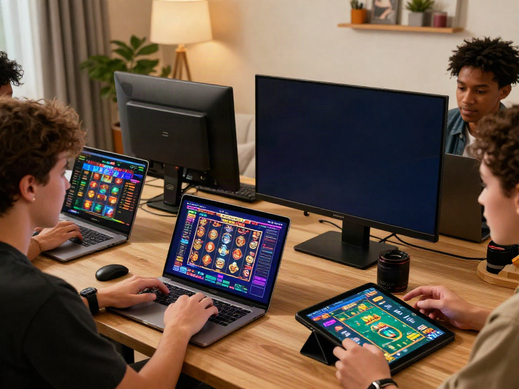 Players enjoying online games at https://da88z.net/ in a lively home setting, showcasing a vibrant gaming atmosphere.