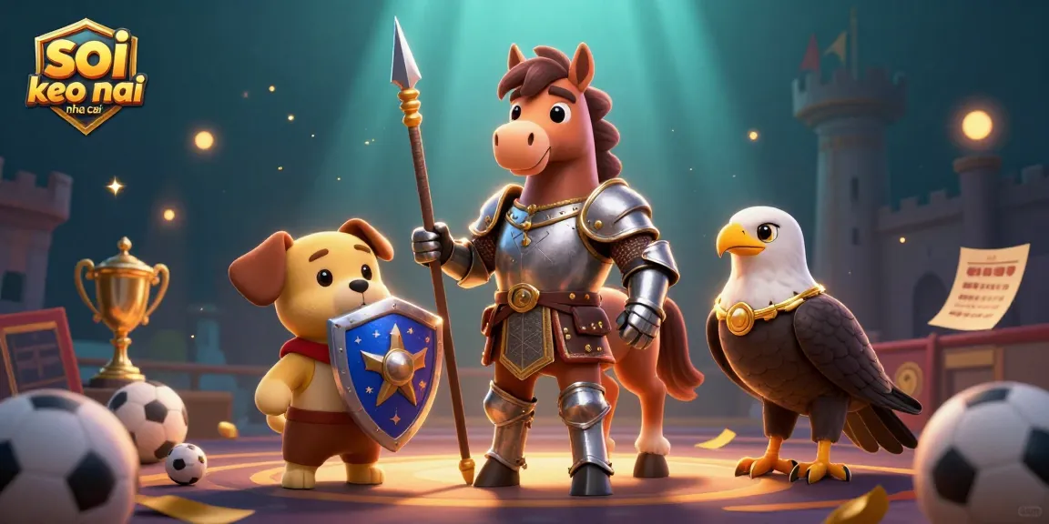 Engage with soi keo nha cai in this vibrant scene showcasing medieval characters amidst dynamic sports betting elements and glowing crypto coins.