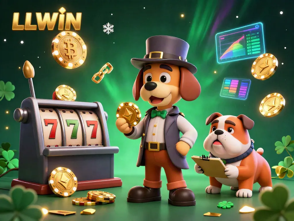 Experience thrilling gambling at LLWIN with a detective-themed illustration featuring rich casino elements and vibrant crypto icons.