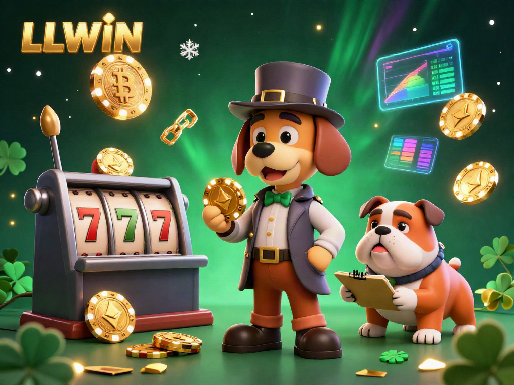 Experience thrilling gambling at LLWIN with a detective-themed illustration featuring rich casino elements and vibrant crypto icons.