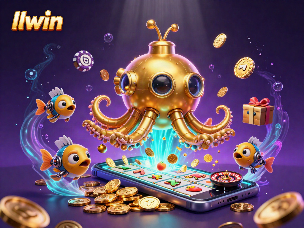 llwin players enjoy colorful slot games amidst a vibrant underwater scene