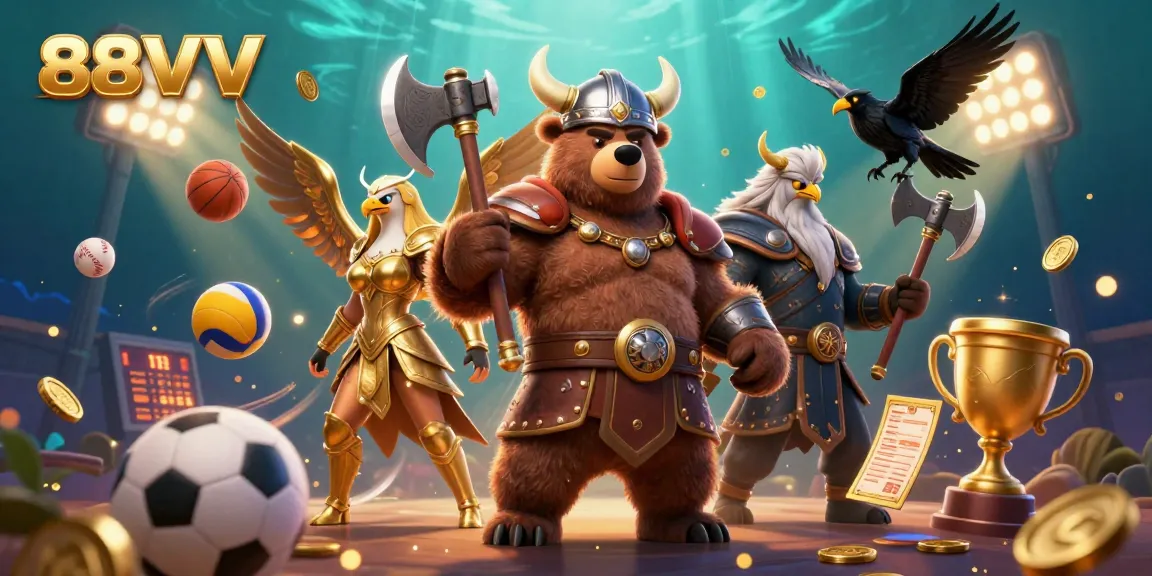Engage with 88VV's vibrant casino scene featuring animated characters and dynamic gambling elements.