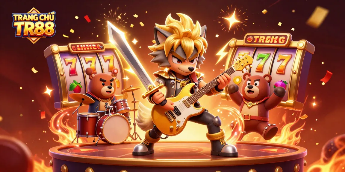 Experience thrilling action on TRANG CHỦ TR88 with a spectacular 3D casino illustration filled with vibrant game elements.