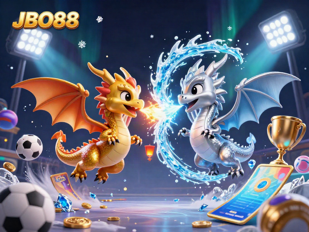 Experience the thrilling action of JBO88 with dynamic dragons, sports elements, and vibrant visuals.
