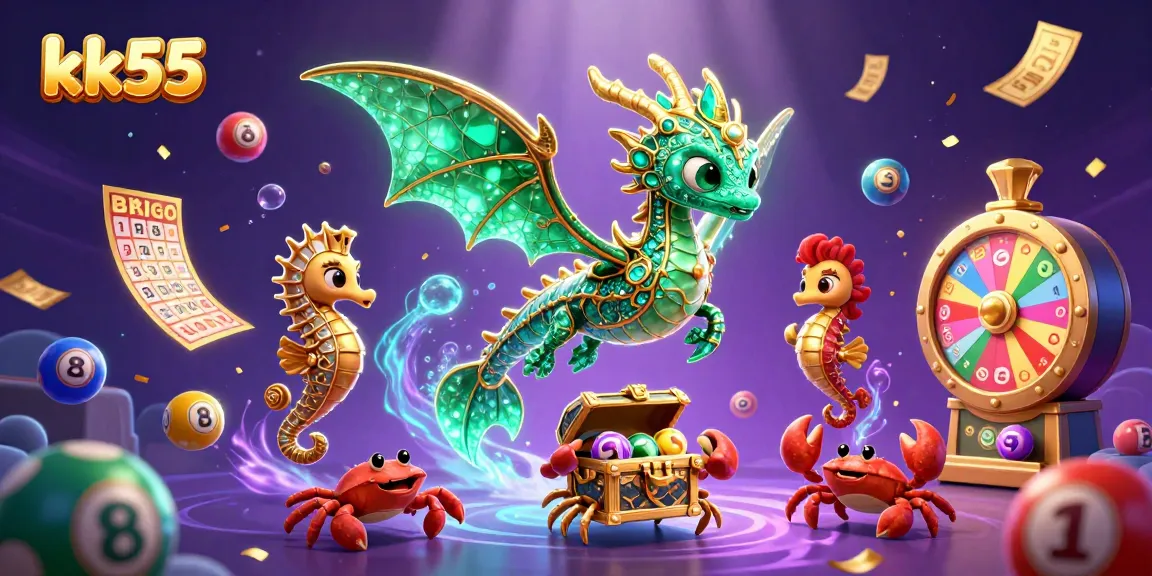 Experience the kk55 online casino with vibrant lottery elements and mythical sea creatures.