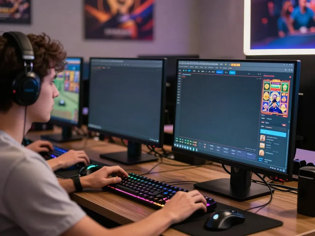 Intense gaming session on SV88 platform with vibrant visuals and gamer setup.