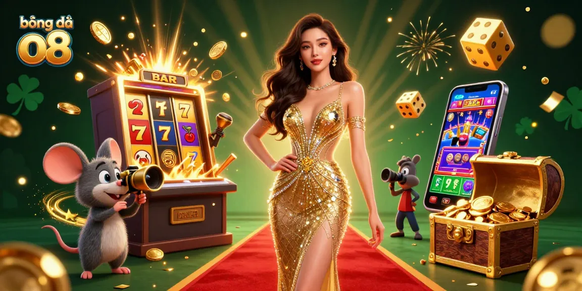 Experience the thrill of bóng đá o8 with a captivating 3D scene of a glamorous character amidst a jackpot explosion.