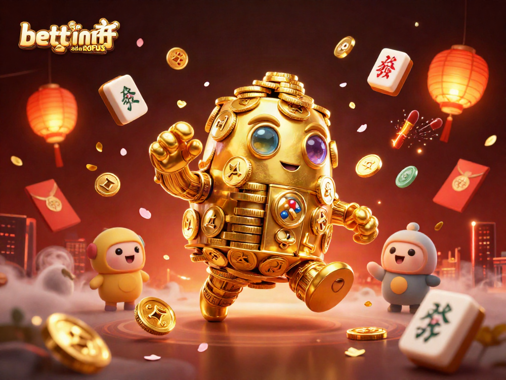 Experience dynamic betting sider uden ROFUS with a golden golem amidst vibrant casino elements.