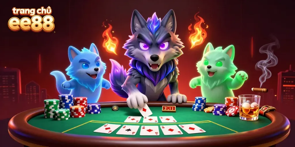 Engage with exciting poker action at trang chủ ee88 featuring wolves and casino elements.