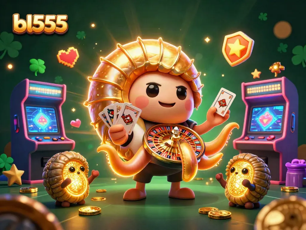 Experience thrilling gameplay with bl555 at a vibrant casino scene featuring a colorful 3D giant nautilus spinning the roulette wheel.